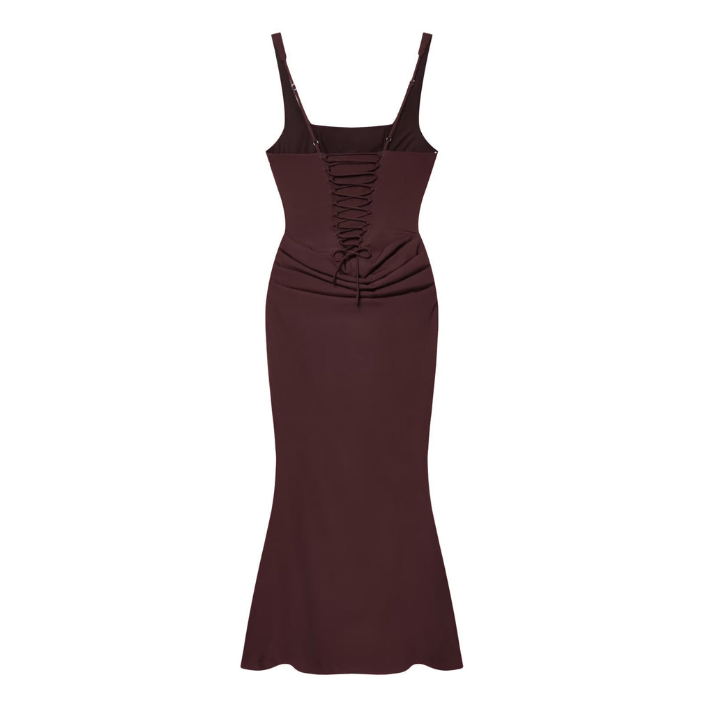 Women's backless suspender bodycon MIDI dress