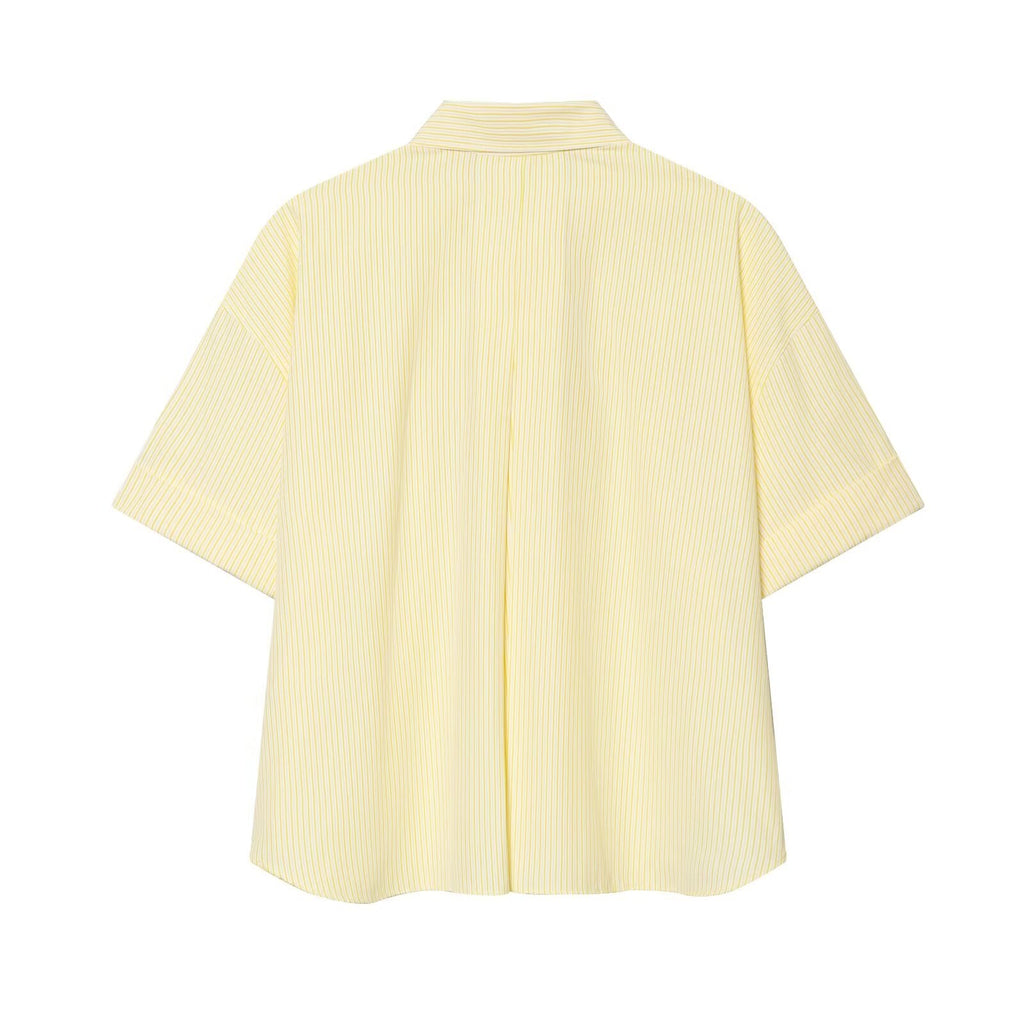 suit Women's 2 pieces loose striped poplin loose shirt+Shorts