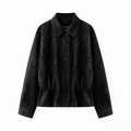Women's suede textured waist cinched retro jacket