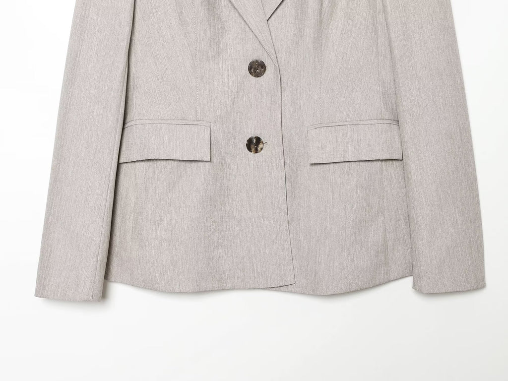 set woman 2 pieces casual linen blend pleated Blazer Coat +Pants