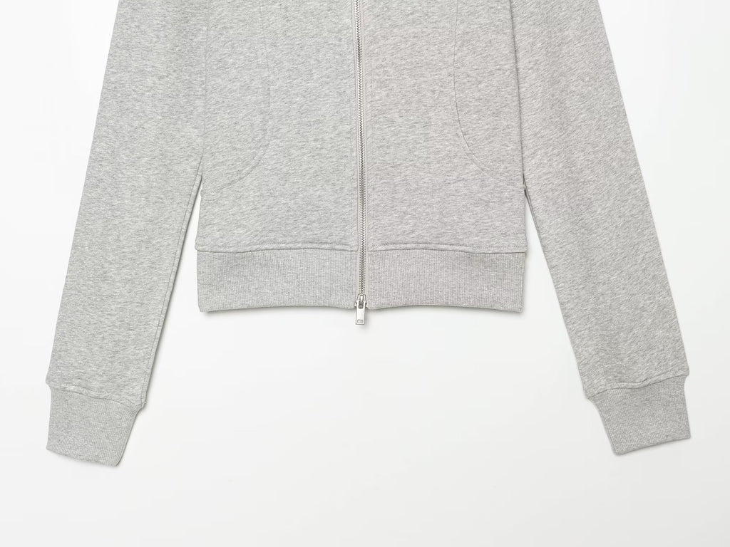 Women's slim stand collar double zipper Coat