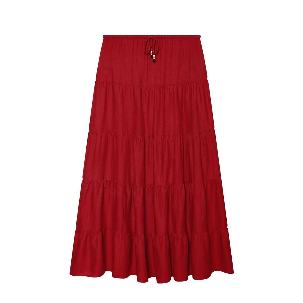 suit Women's 2 pieces linen blend pleated halter neck top+Skirts