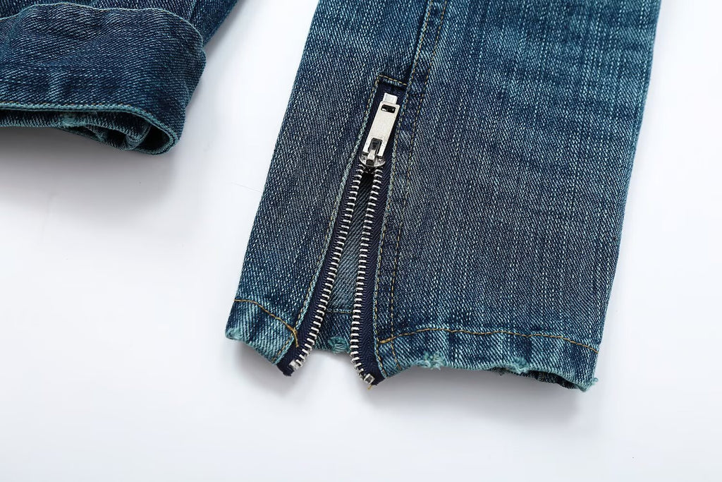 Women's belt decoration denim motorcycle style jacket Coat