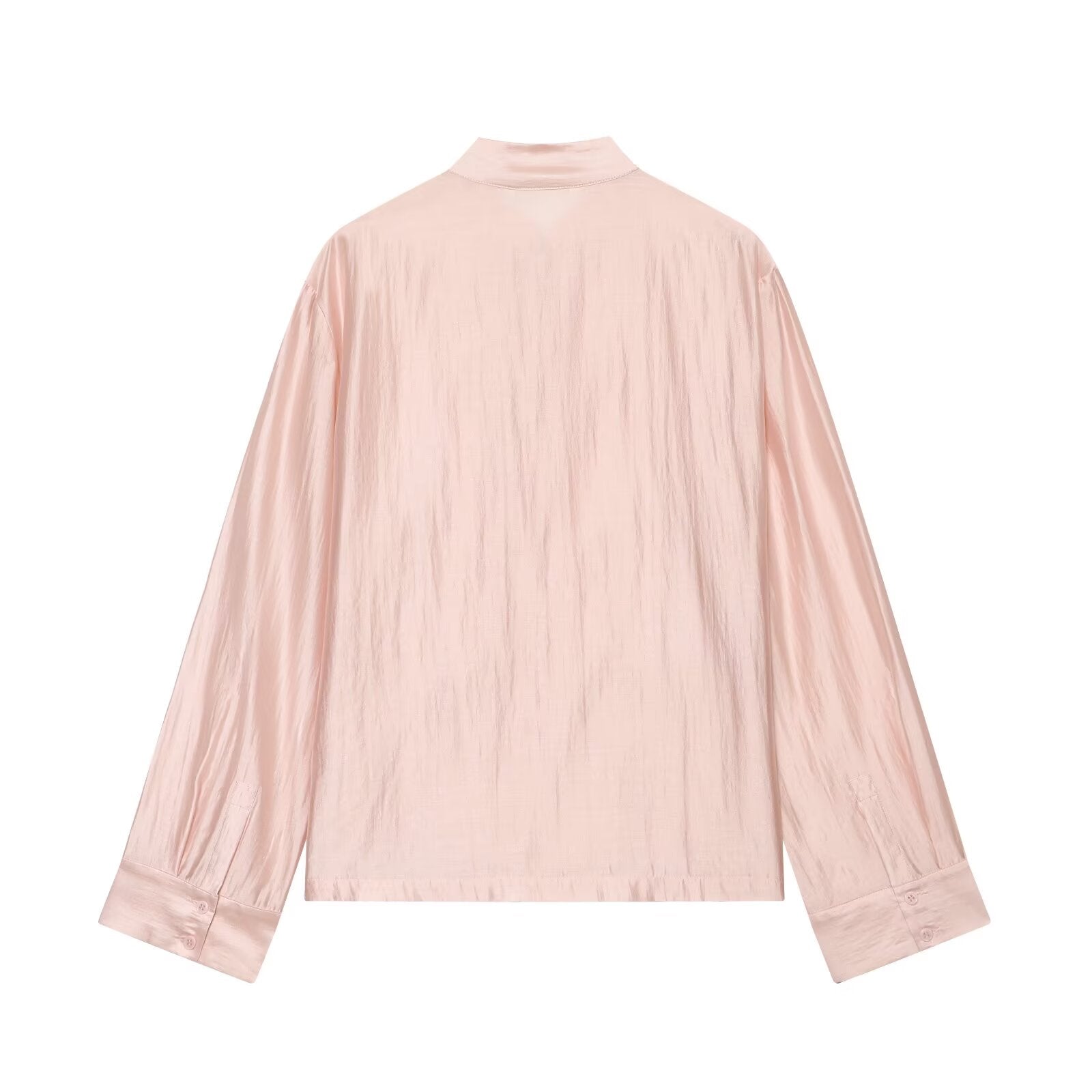 Women's rope knot decoration casual satin shirt