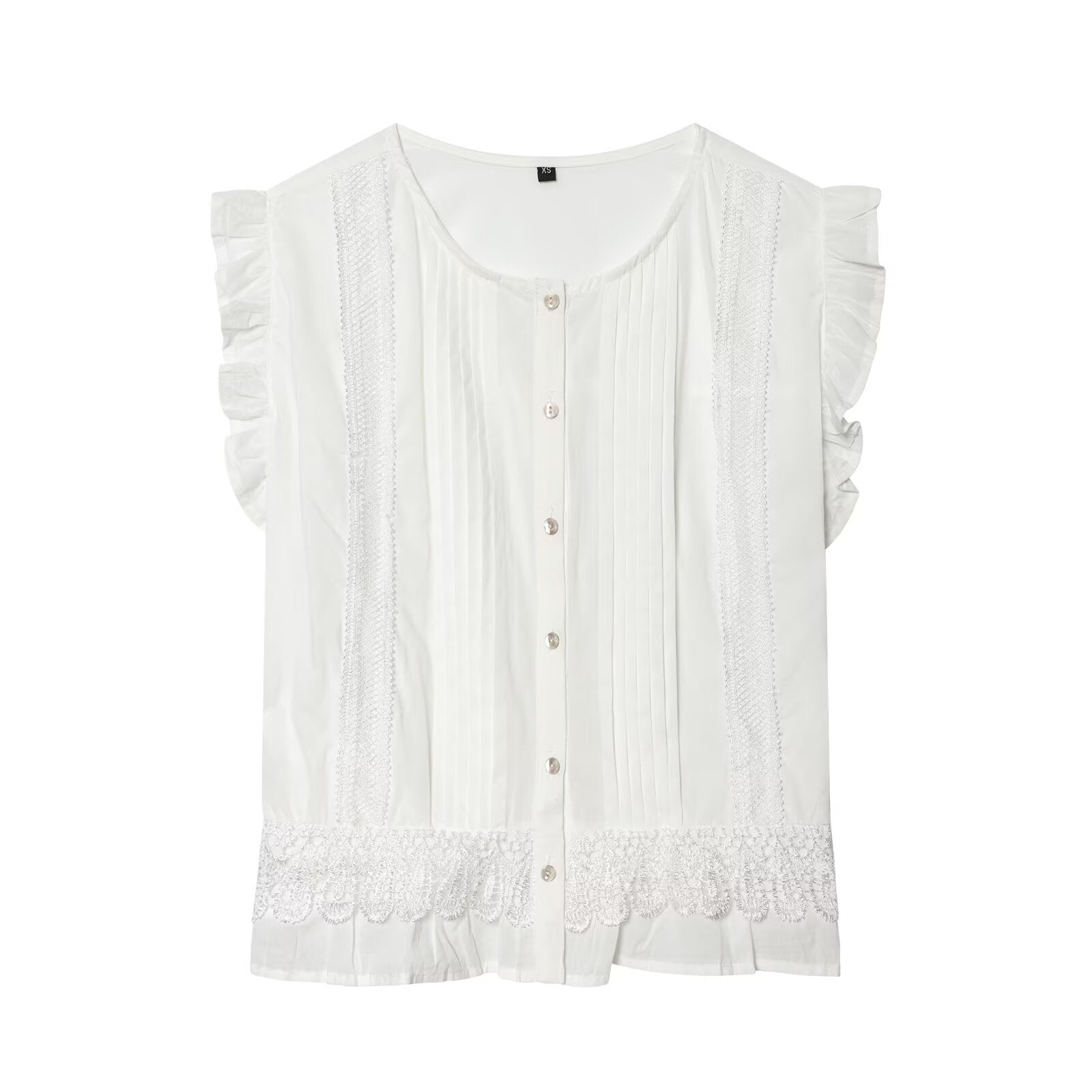 Women's vertical lace decoration sleeveless shirt