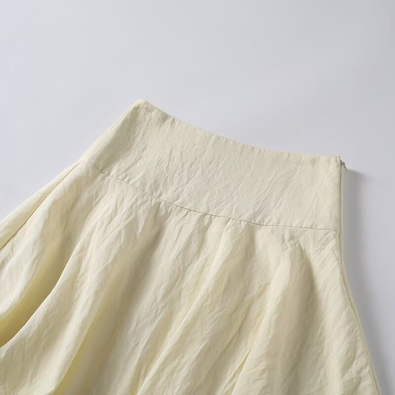 Women's pleated design asymmetric MIDI skirt