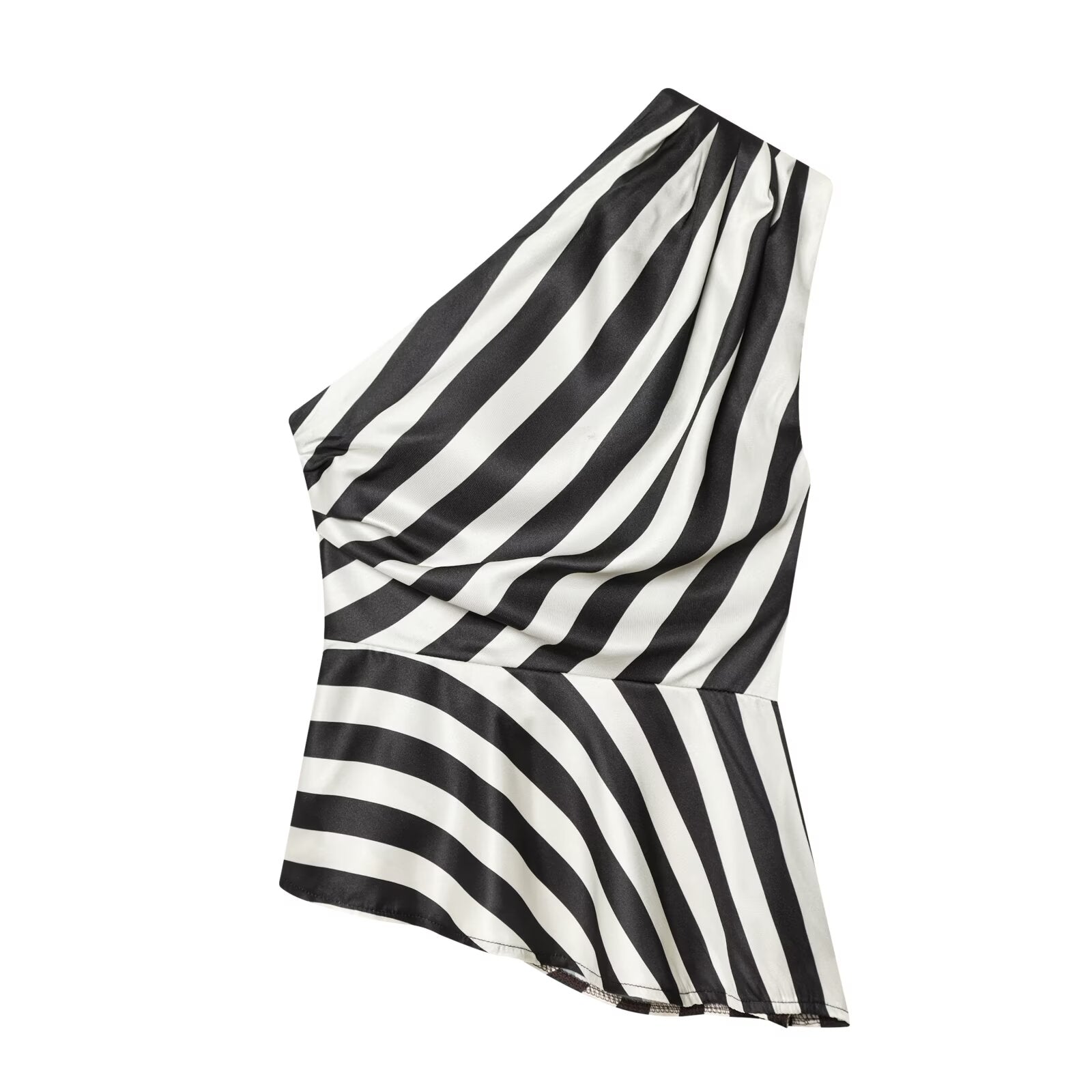 Women's asymmetrical striped single shoulder top