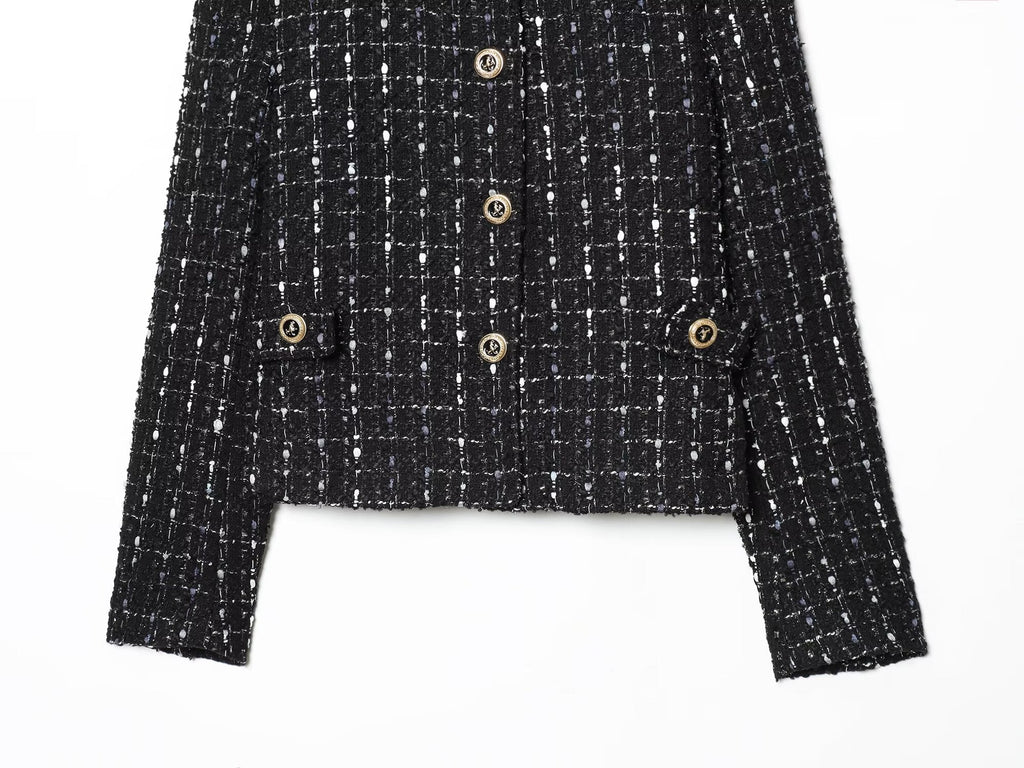 Women's standing collar metal line Blazer Coat