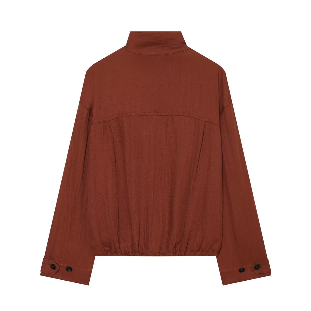 Women's Flip decoration casual stand collar Coat