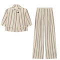 suit Women's 2 pieces short striped Blazer Coat +Pants