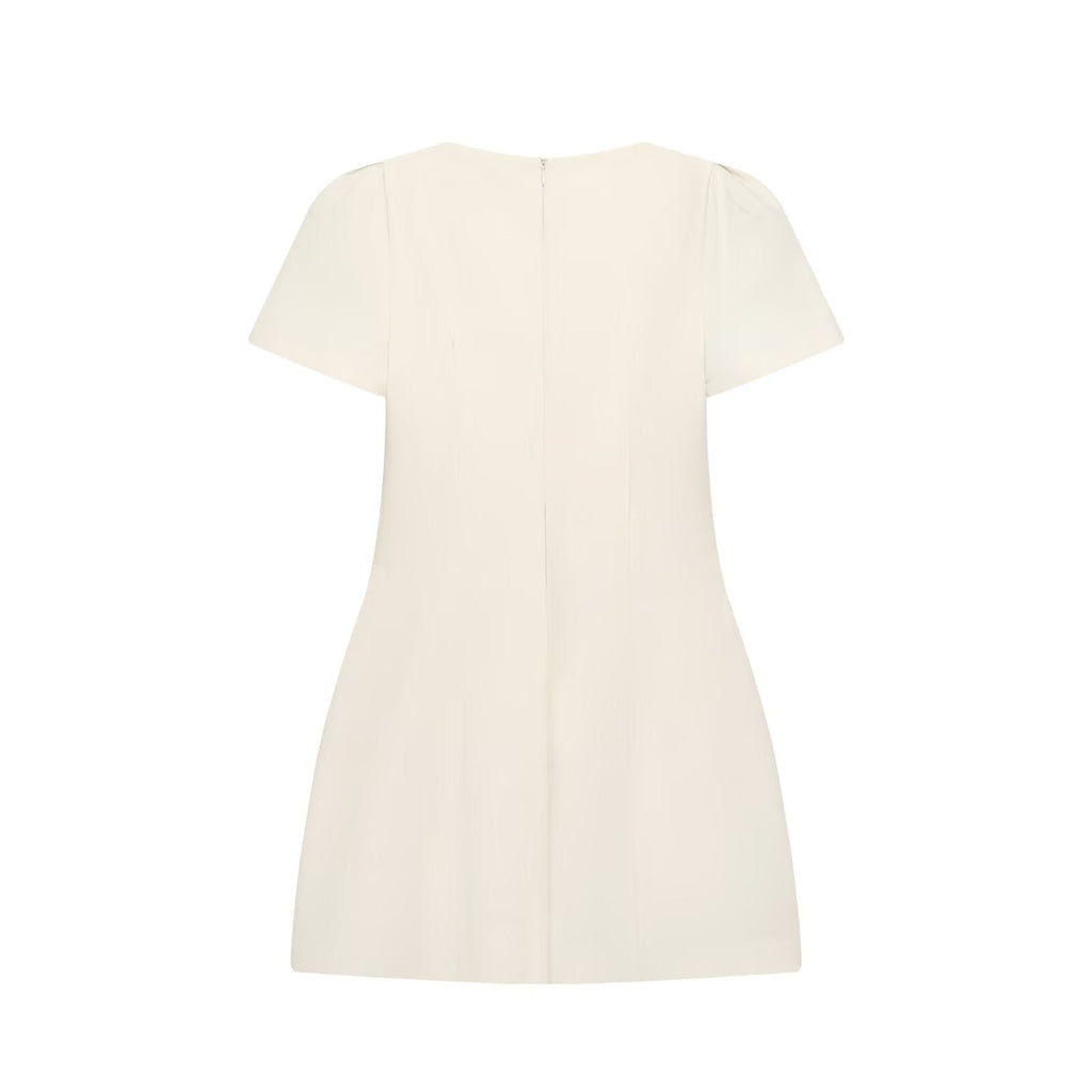 Women's pleated decorative short sleeved mini dress
