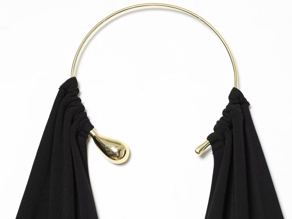 Women's black sexy halter neck dress