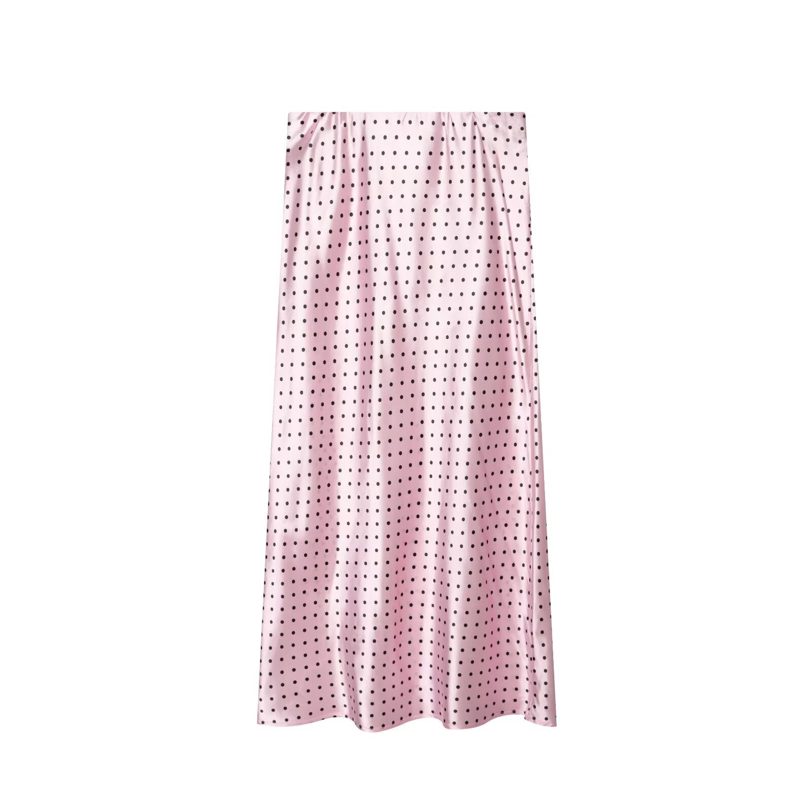 Women's polka dot satin texture MIDI skirt