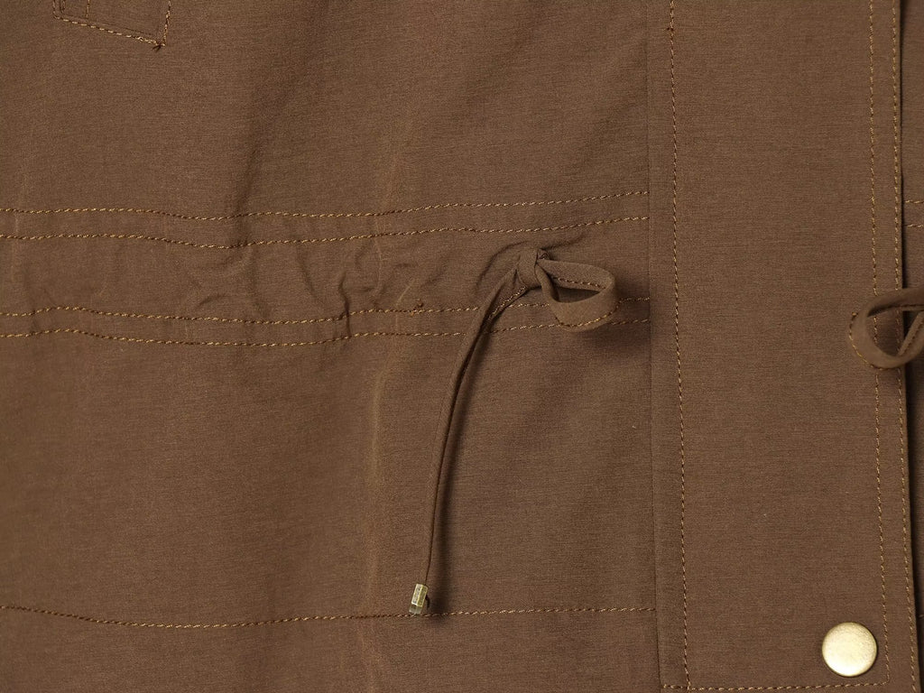 Women's with drawstring loose jacket windbreaker Coat