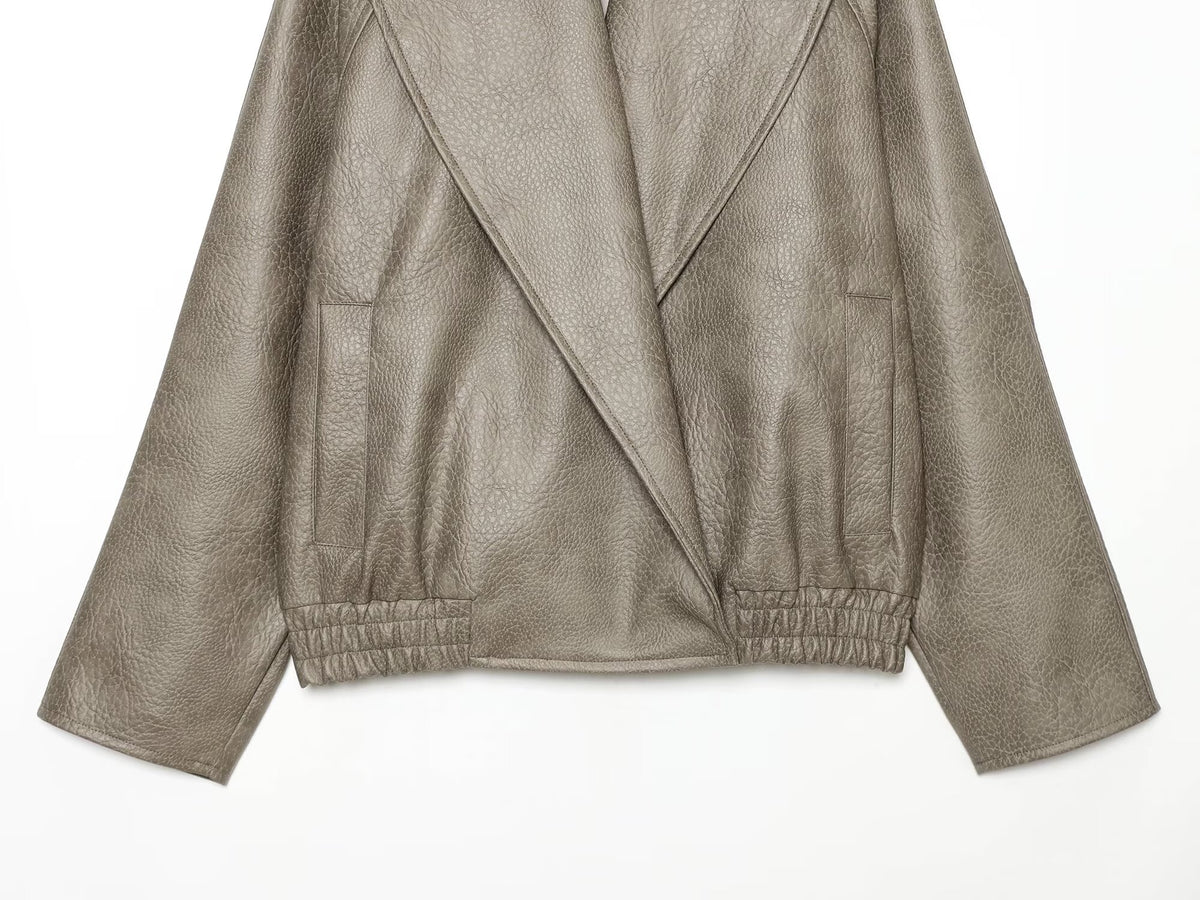 Women's leather effect casual jacket Coat
