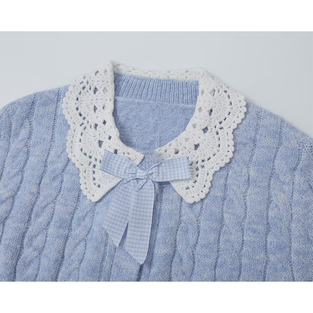 Women's doll collar crochet knitted cardigan