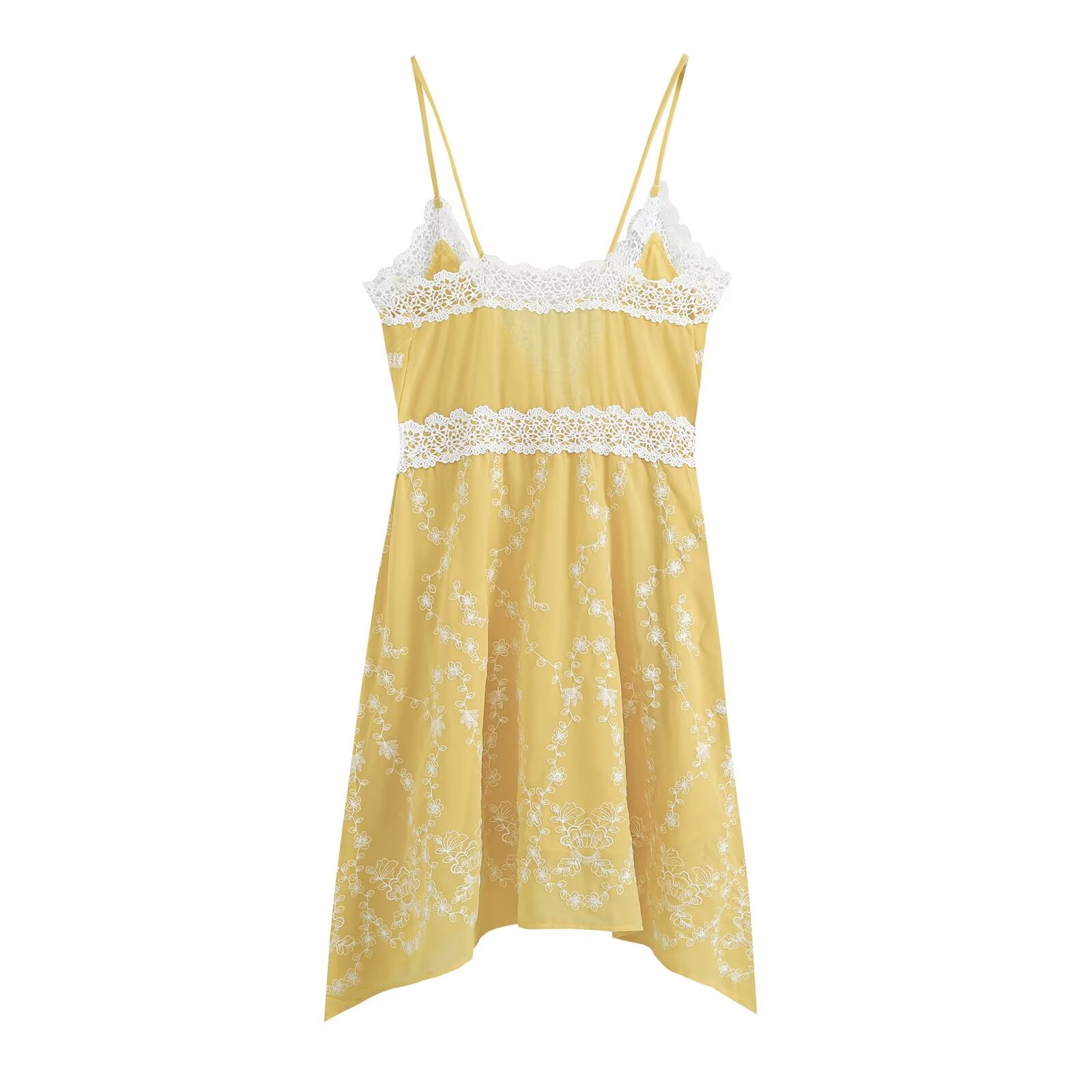 Women's embroidered suspender MIDI dress