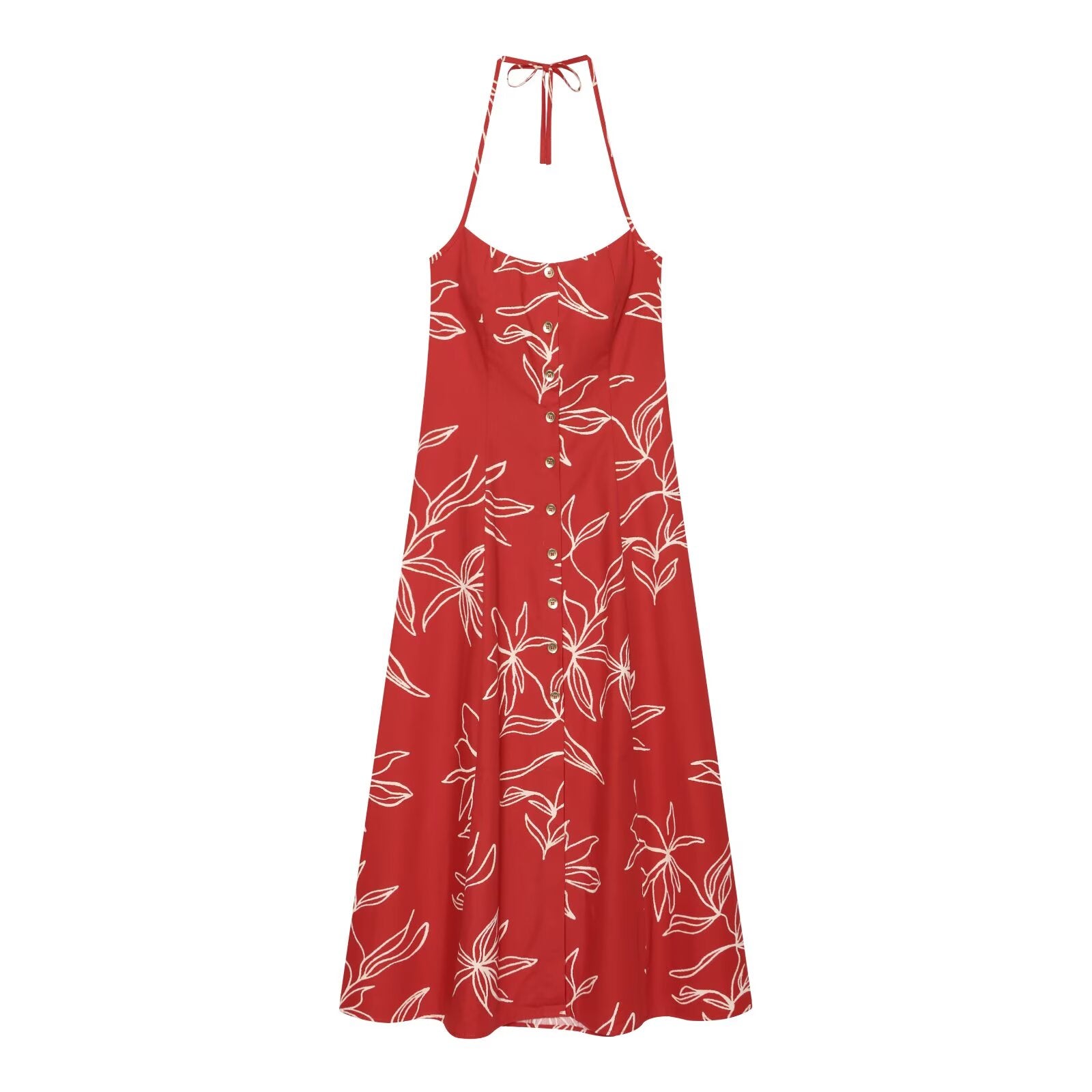 Women's printed poplin MIDI dress