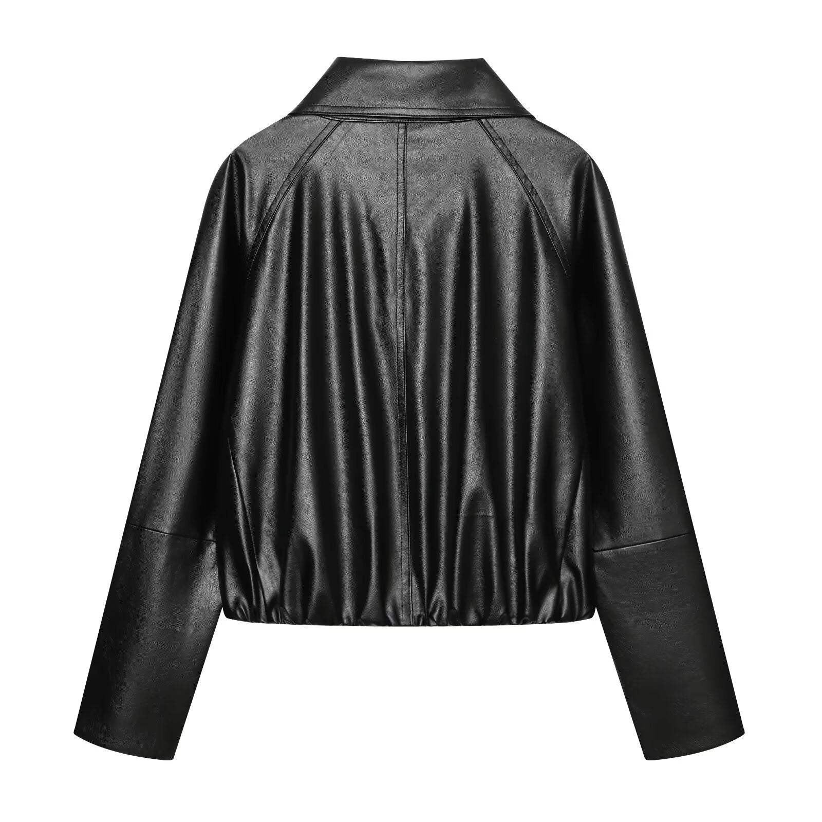 Women's retro double breasted faux leather jacket