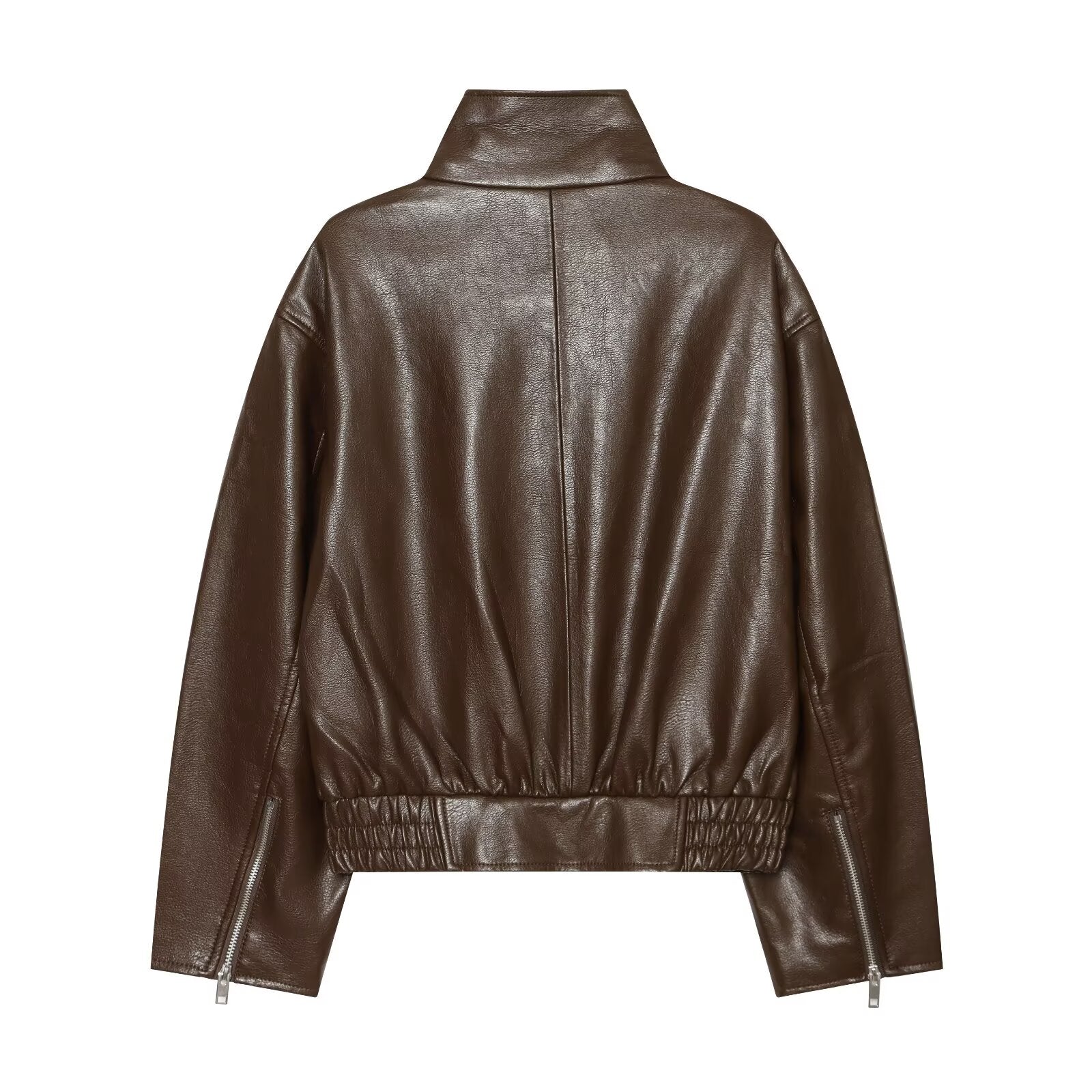 Women's large lapel imitation leather jacket Coat