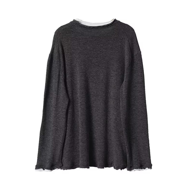 Women's casual color blocked long sleeved knitted top