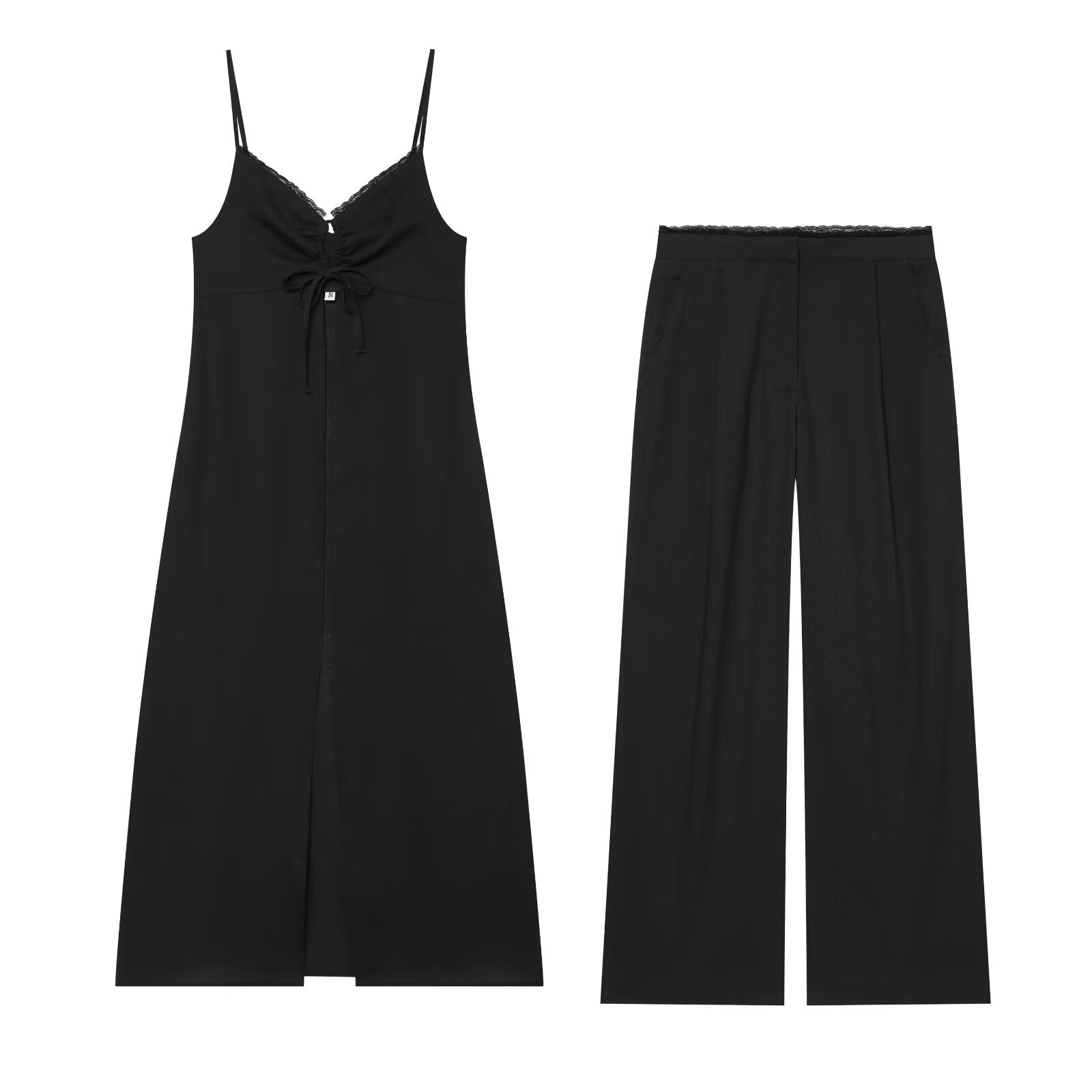 suit Women's 2 pieces long style linen blend underwear style top+pants