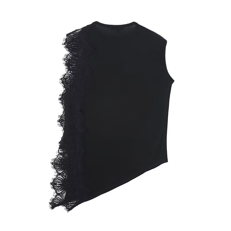 Women's lace detail sleeveless T-shirt top