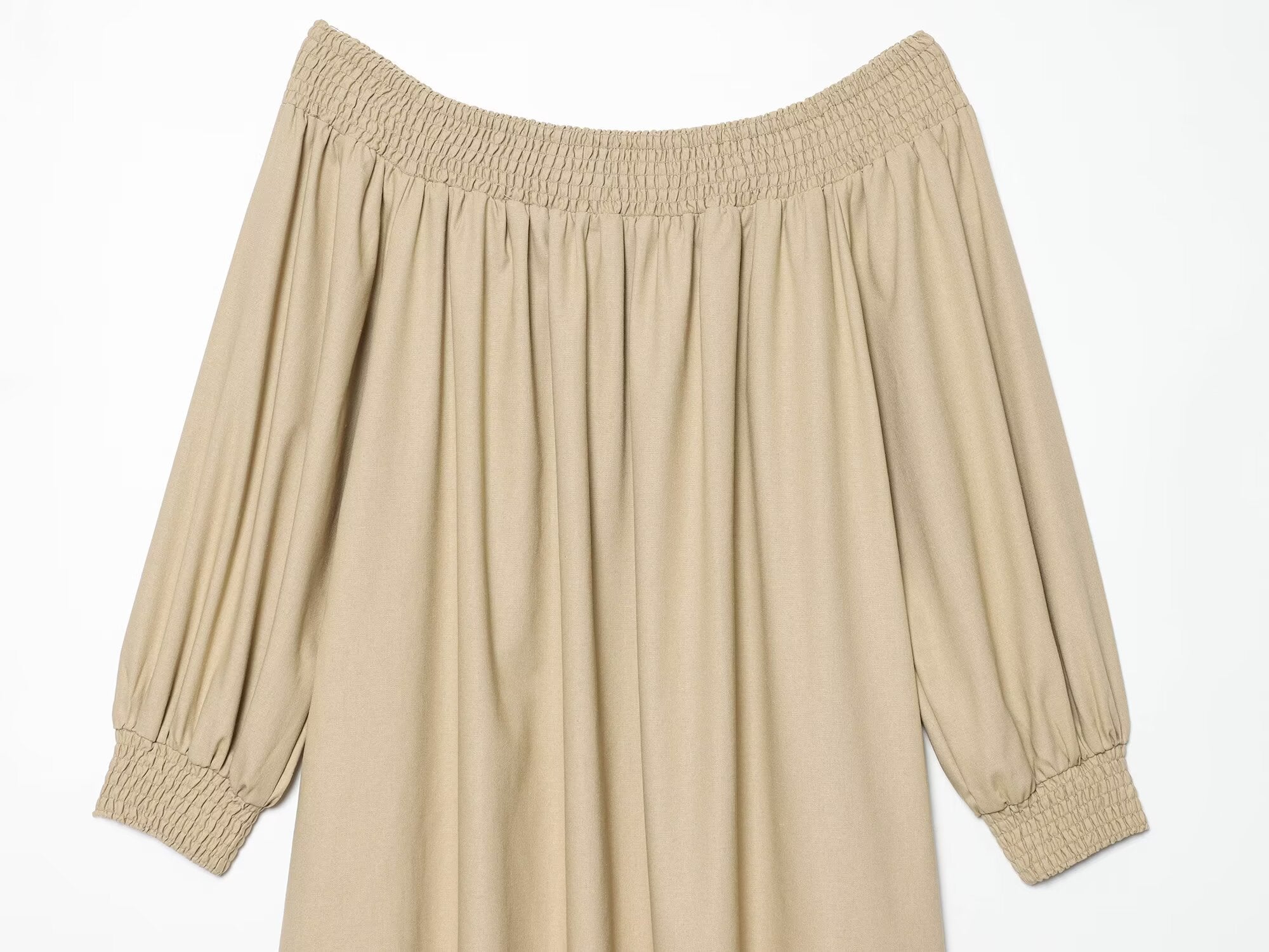 Women's off shoulder linen blended MIDI dress