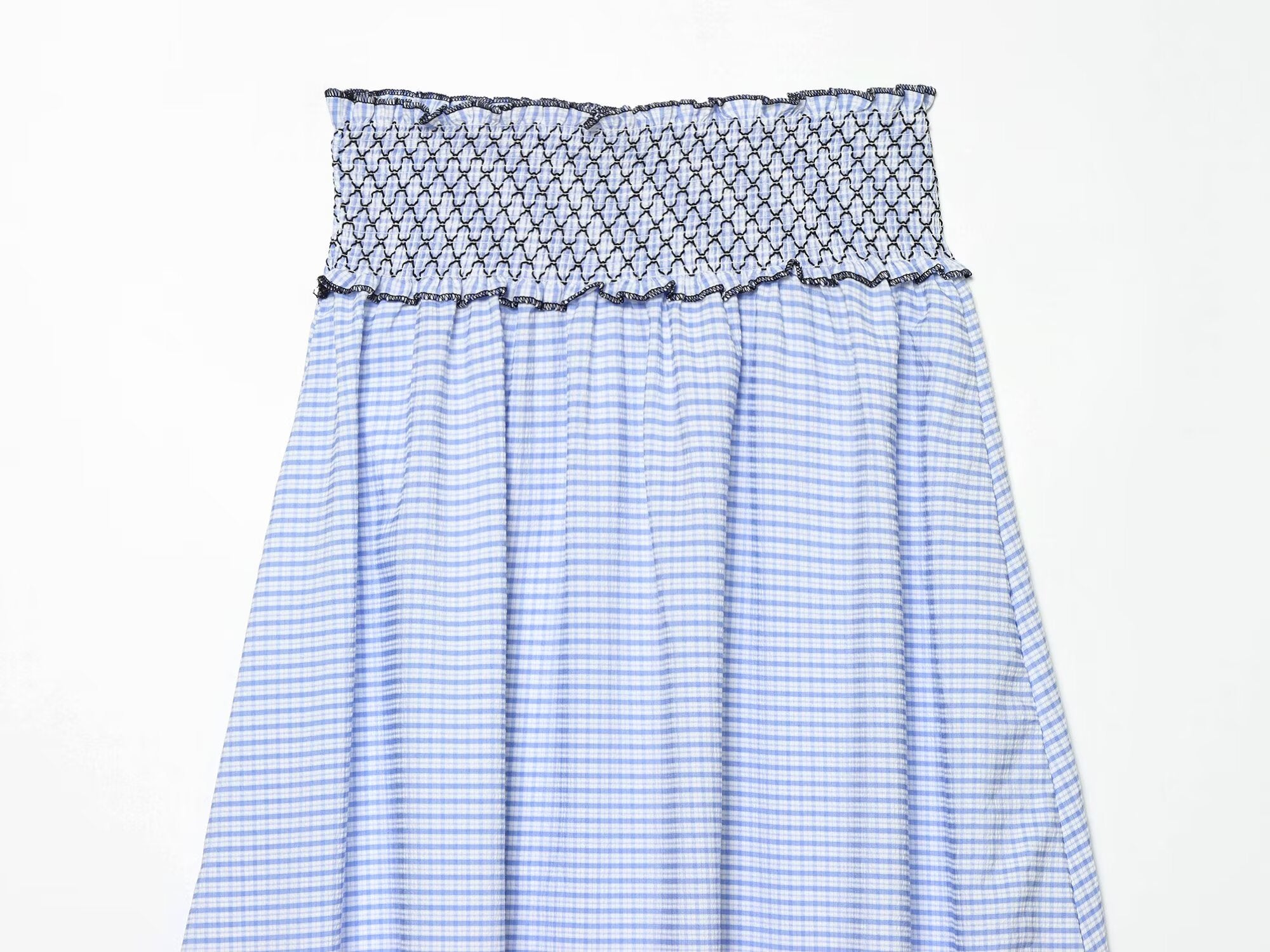 suit Women's 2 pieces embroidered checkered MIDI skirt + tops