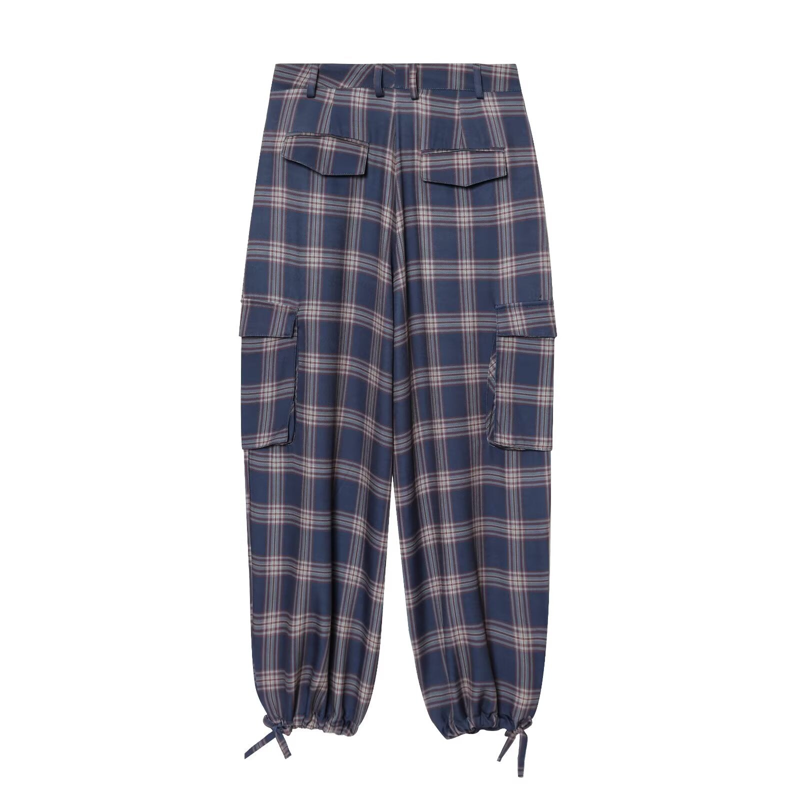suit Women's 2 pieces hooded checkered cotton jacket Coat+ Pants
