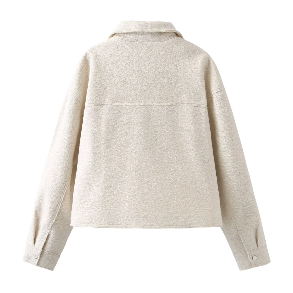 Women's lapel pocket decoration short jacket Coat