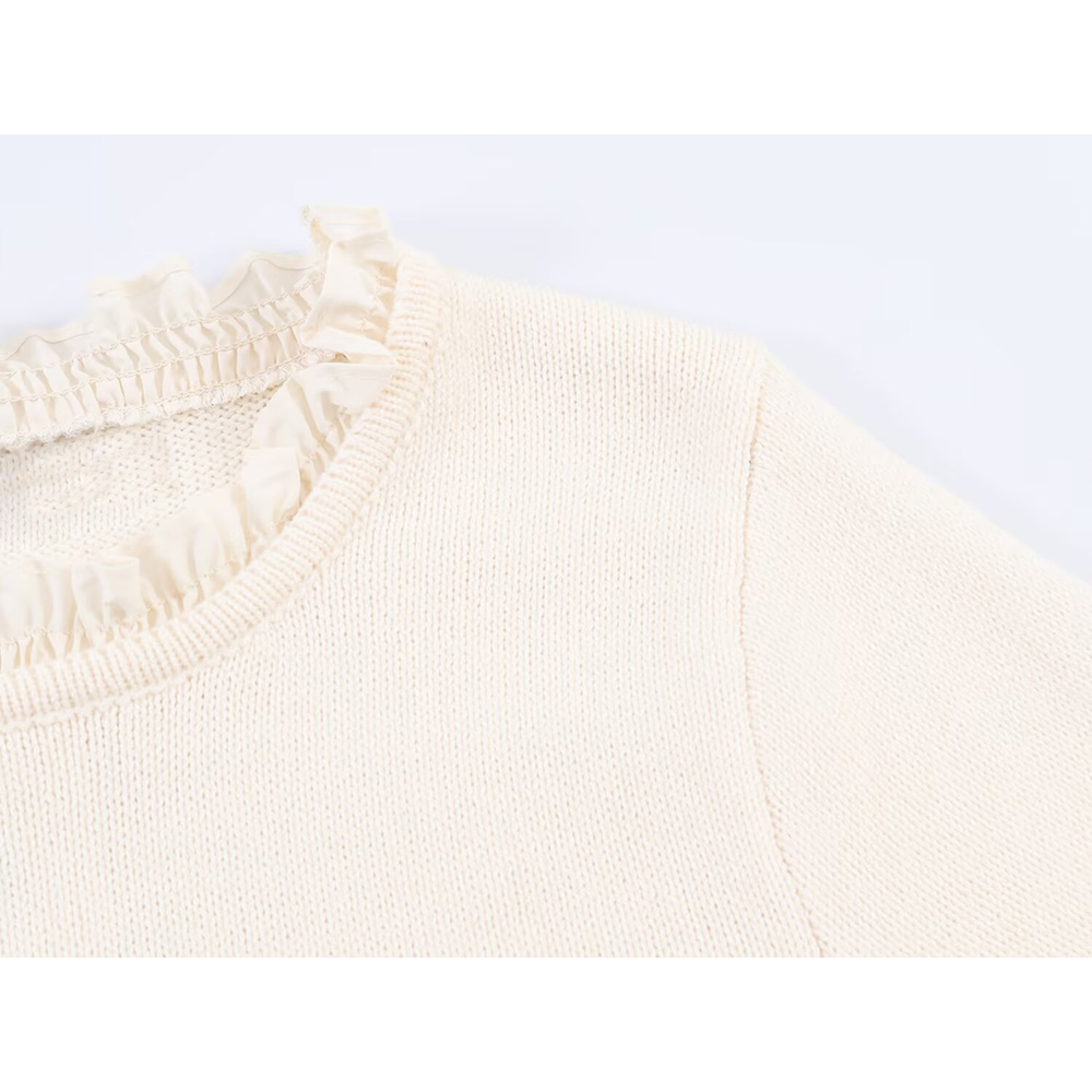 Women's O-Neck short sleeved patchwork knit shirt