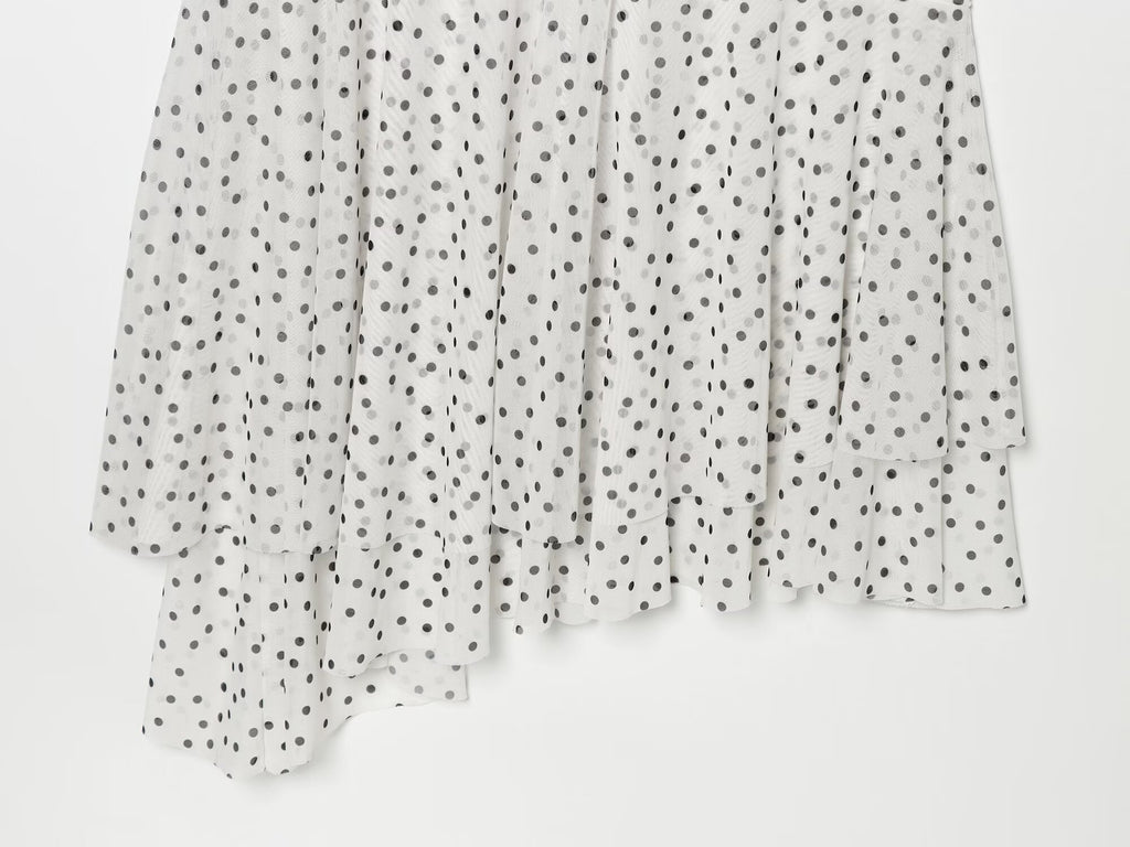 Women's slim pleated polka dot dress