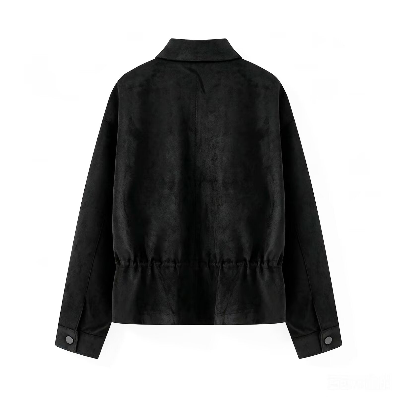Women's suede textured waist cinched retro jacket