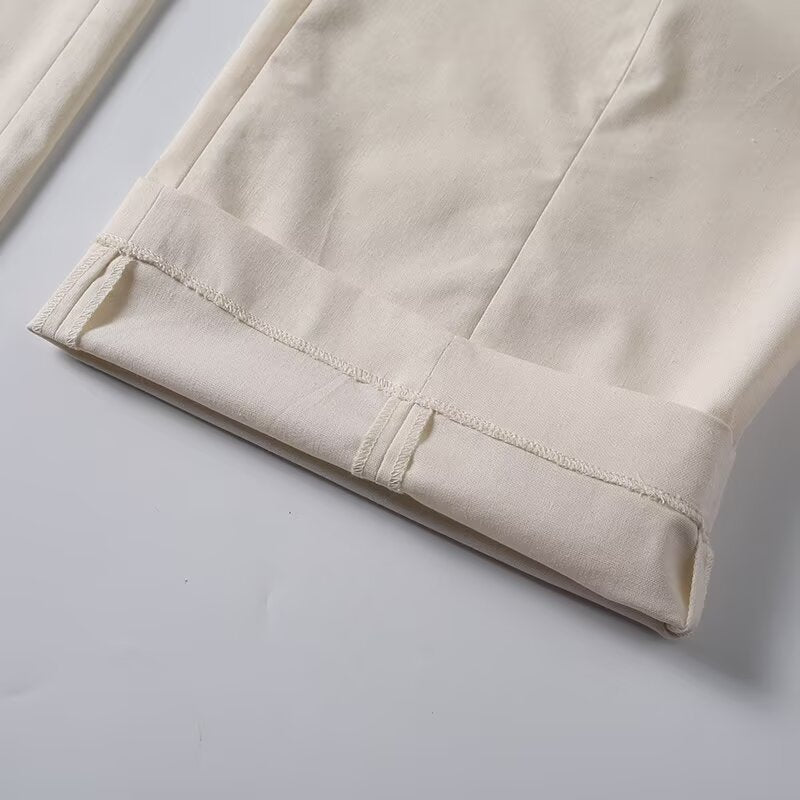 Women's loose linen blended casual pants