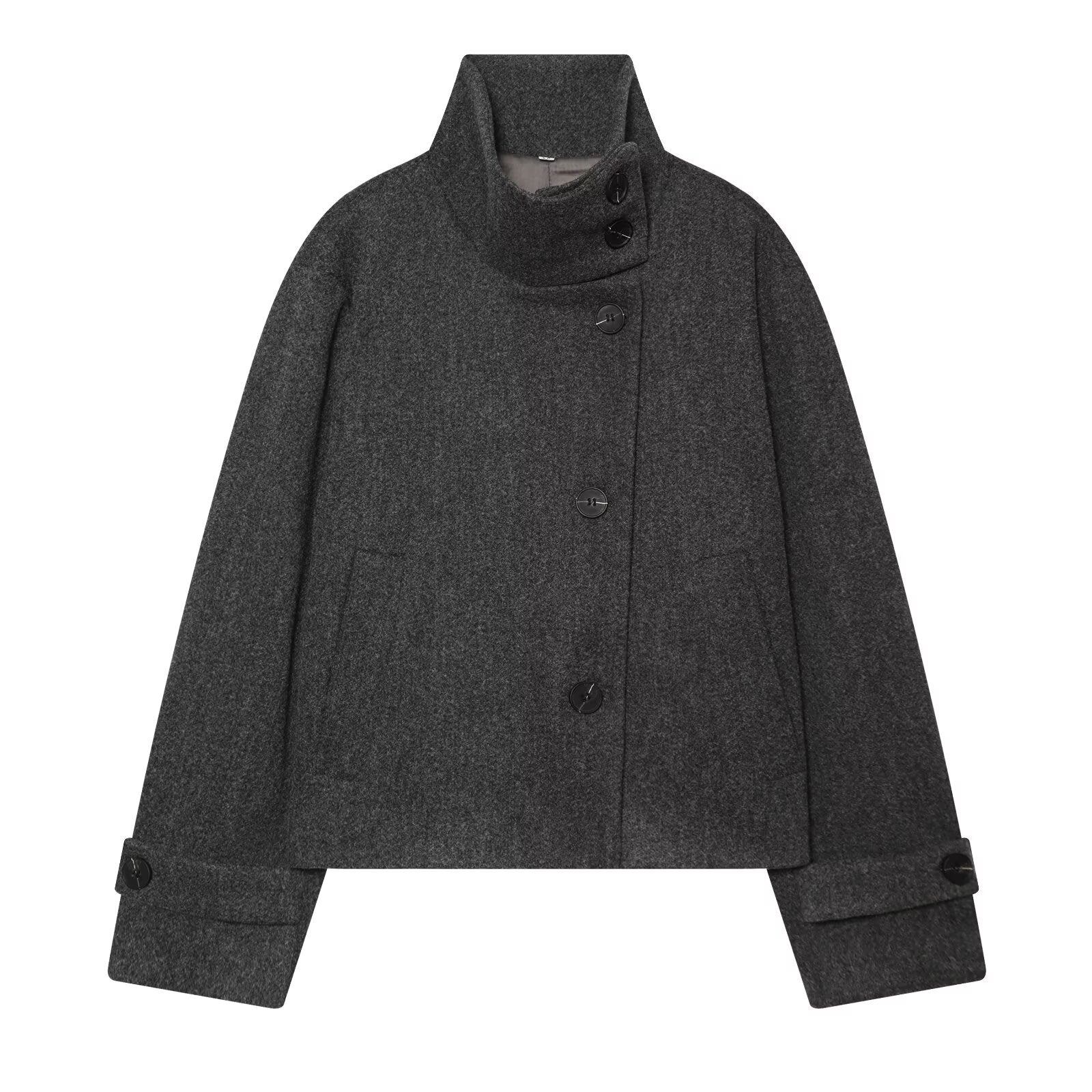 Women's standing collar short single breasted coat