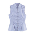 Women's short skirt style hem striped shirt