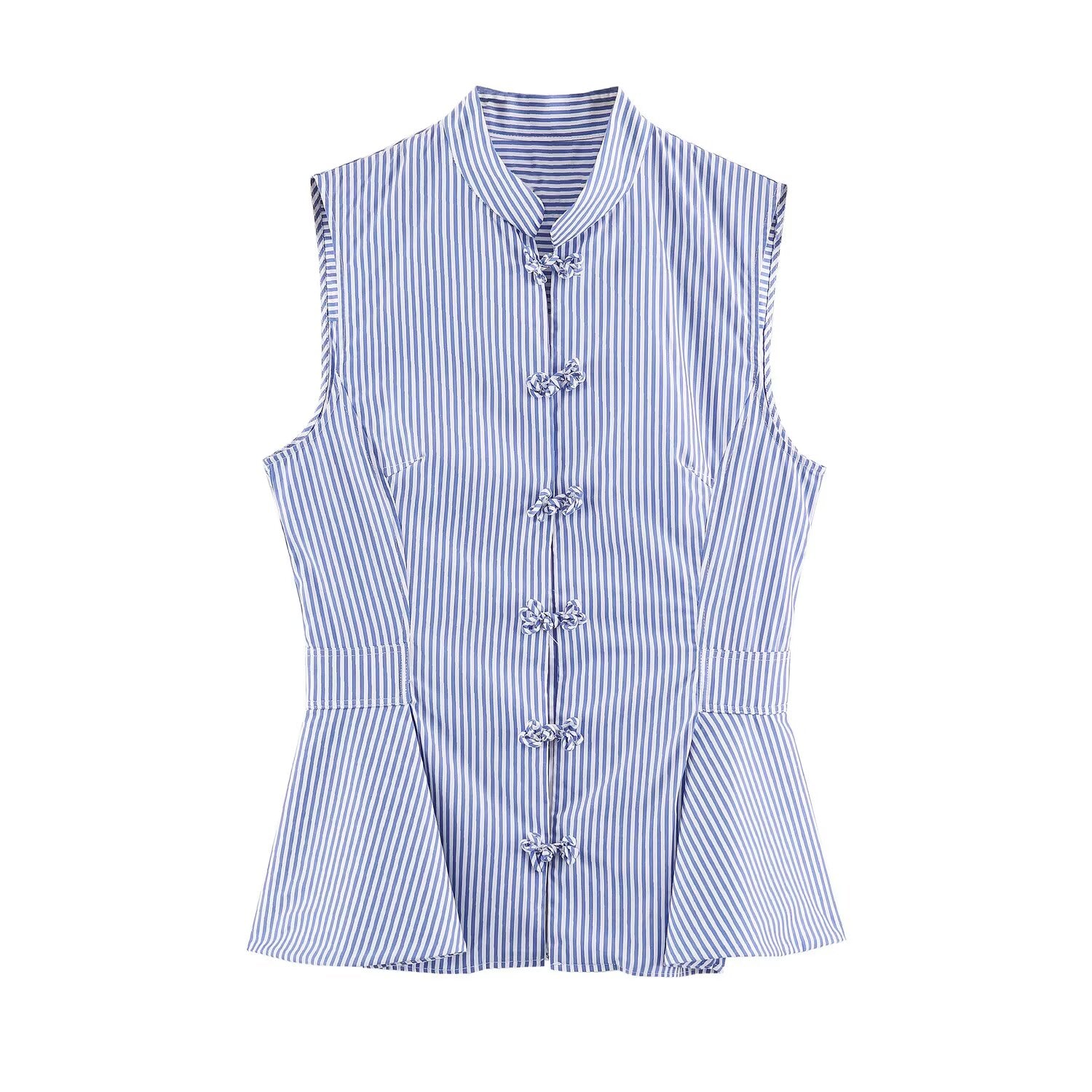 Women's short skirt style hem striped shirt