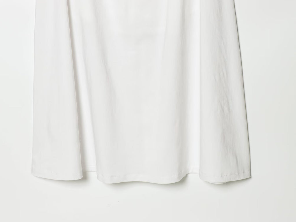 Women's U-neck pleated waist MIDI dress