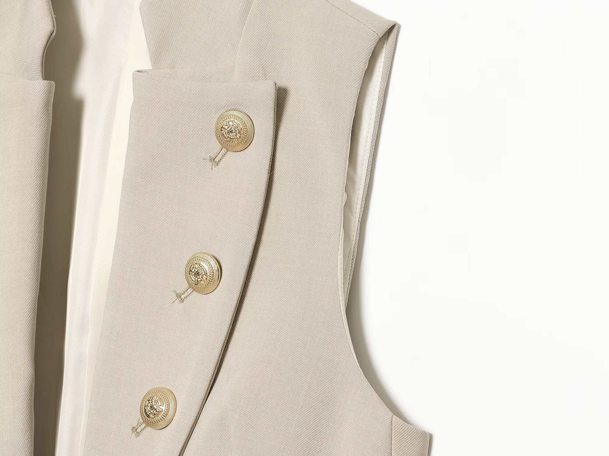Women's button decoration stand collar vest
