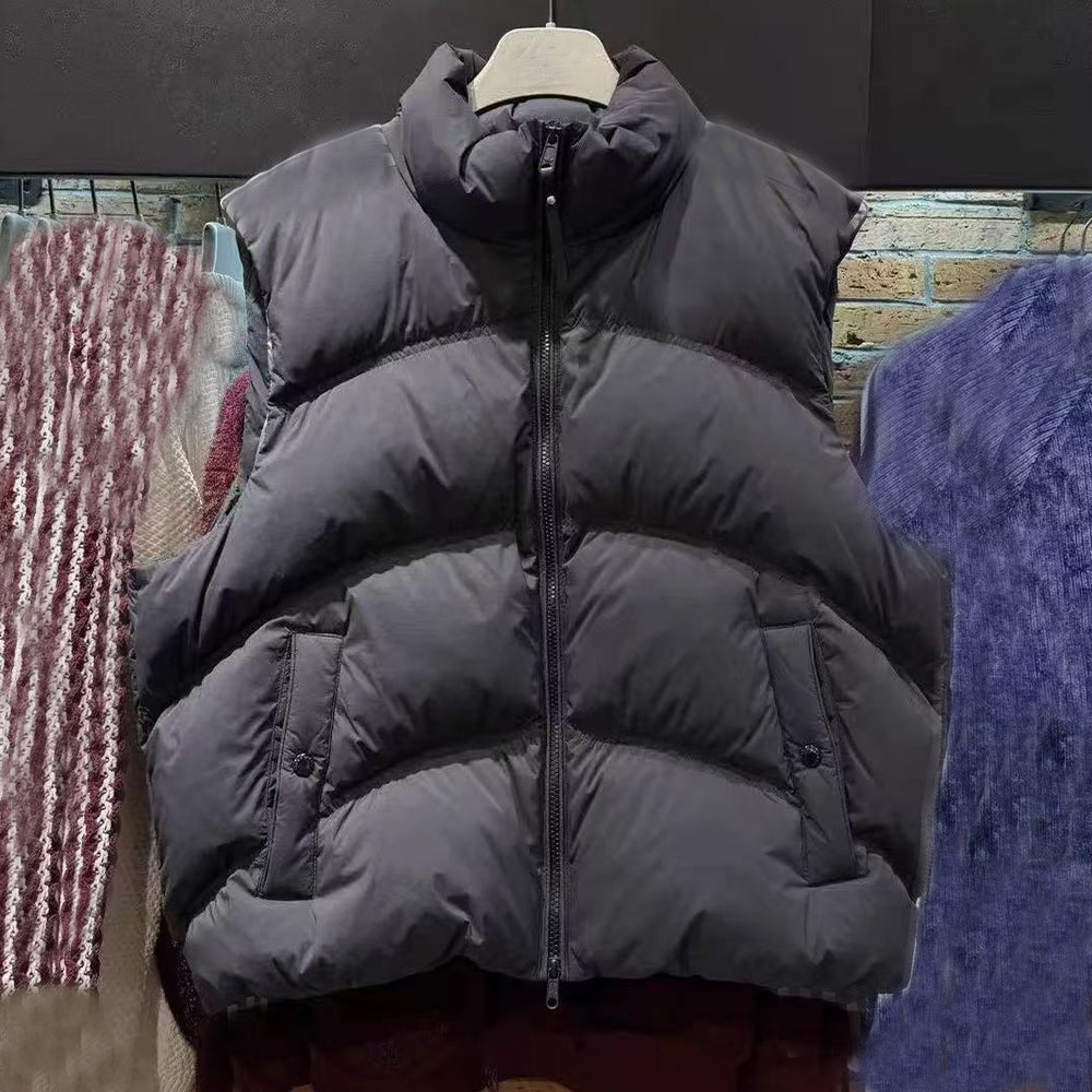 Women's new zipper round neck vest