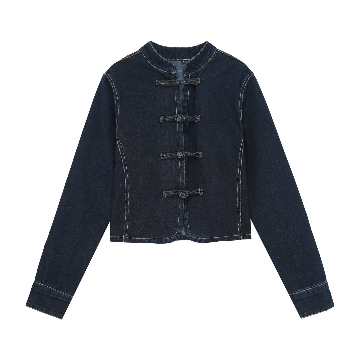 suit Women's 2 pieces slim rope knot buckle denim jacket Coat+jeans