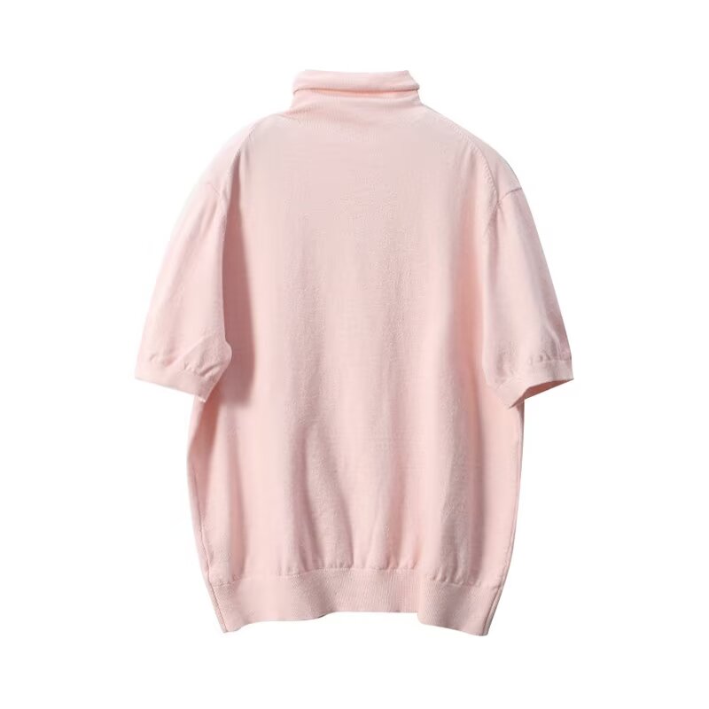 Women's Pile up collar Short Sleeve Knit Sweater