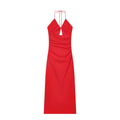 Women's straight pleated halter neck dress