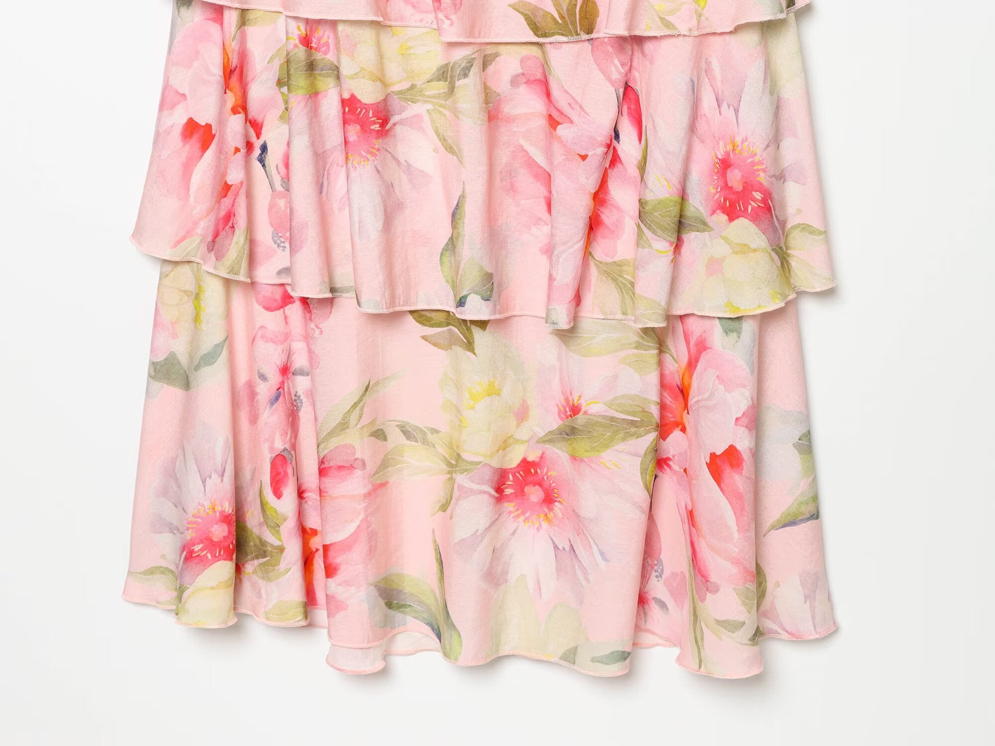 Women's layered decorative printed suspender dress
