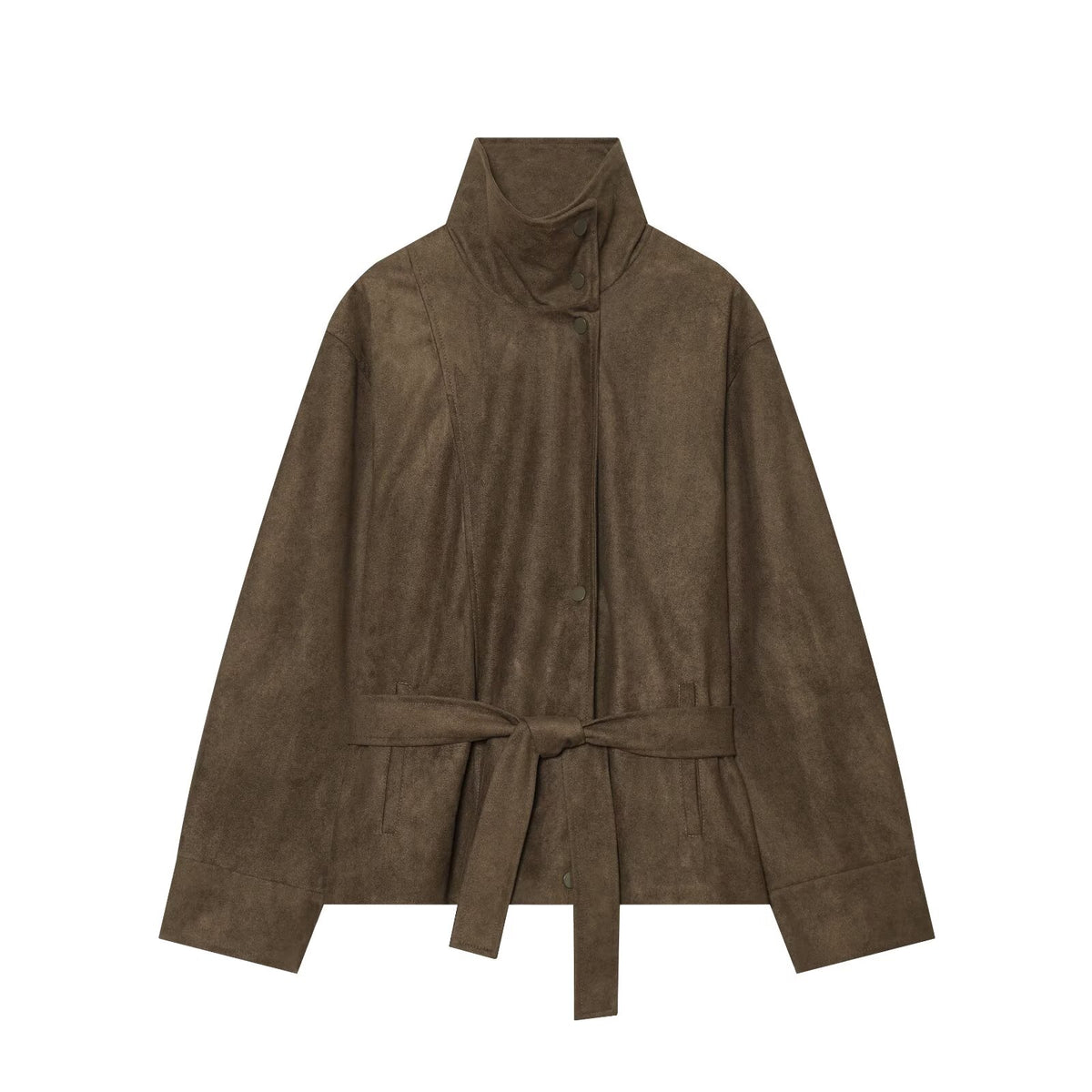 Women's with belt suede texture effect Coat