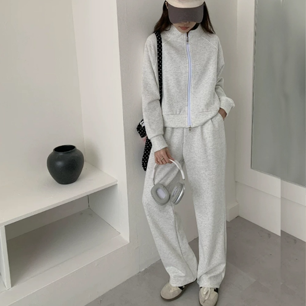 Women's new vertical collar sports zipper cardigan pants suit