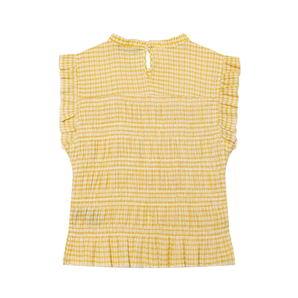 Women's short honeycomb plaid top