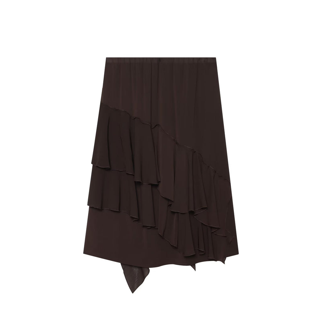 Women's ruffled draped Midi skirt