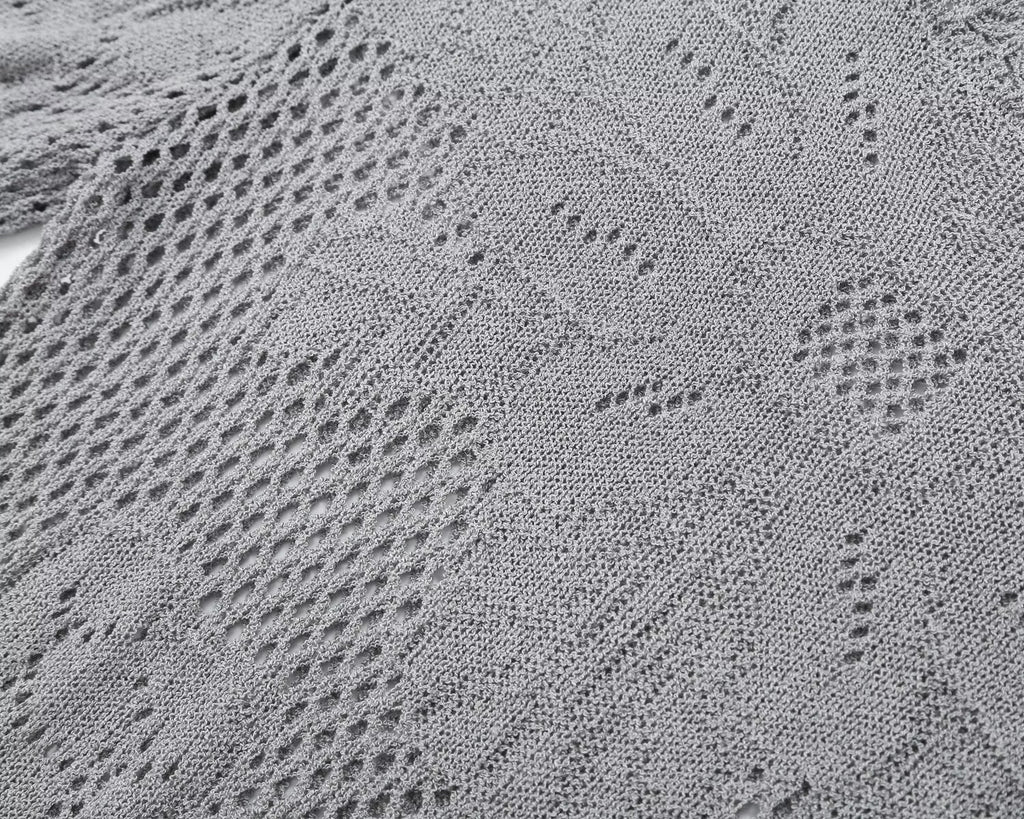 Women's round neck hollow knitted sweater